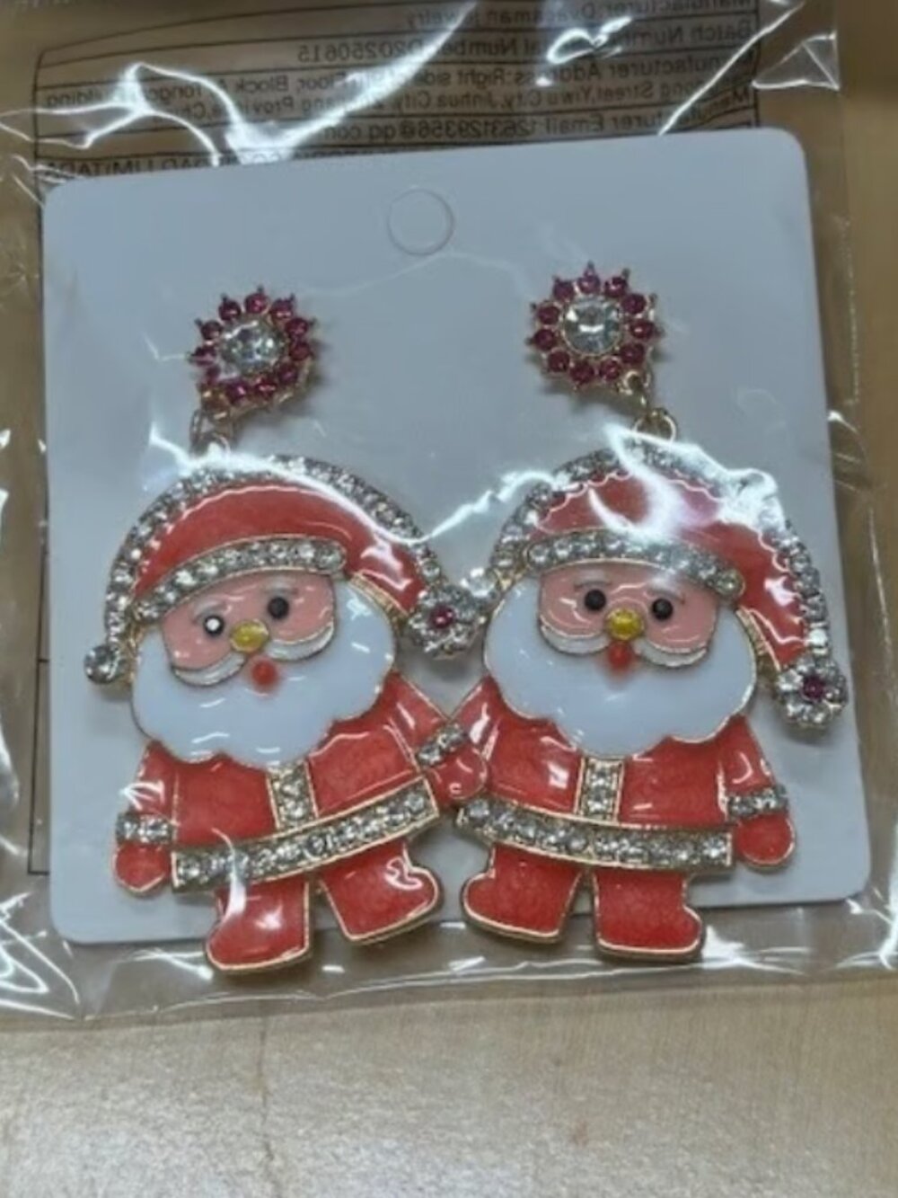 Santa Clause Sparkly Bling Earrings NEW!